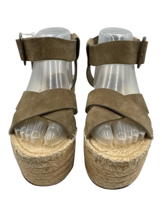Celine Shoe Size 38 Olive Taupe & Beige Leather Upper Criss Cross Sandals Olive Taupe & Beige / 38