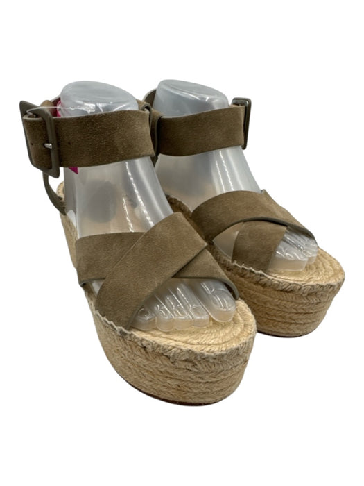 Celine Shoe Size 38 Olive Taupe & Beige Leather Upper Criss Cross Sandals Olive Taupe & Beige / 38