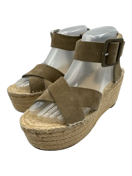 Celine Shoe Size 38 Olive Taupe & Beige Leather Upper Criss Cross Sandals Olive Taupe & Beige / 38