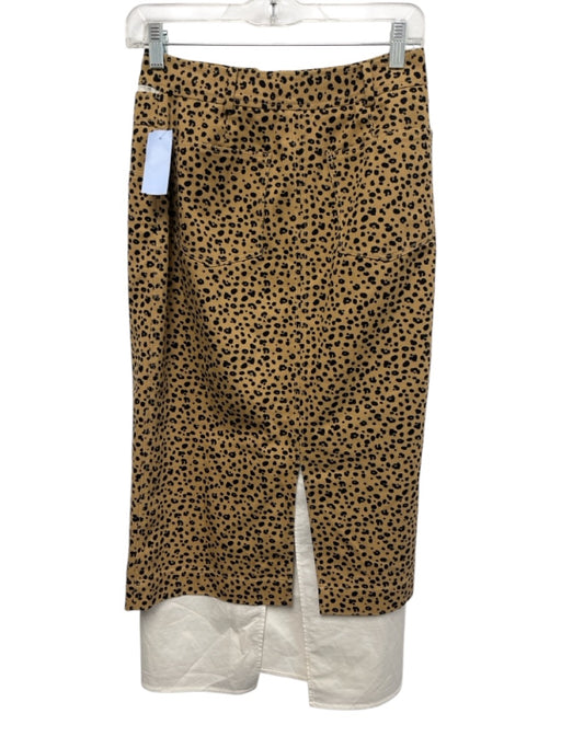 Rejina Pyo Size 8 Tan, Black, White Cotton Denim High Rise Animal Print Skirt Tan, Black, White / 8