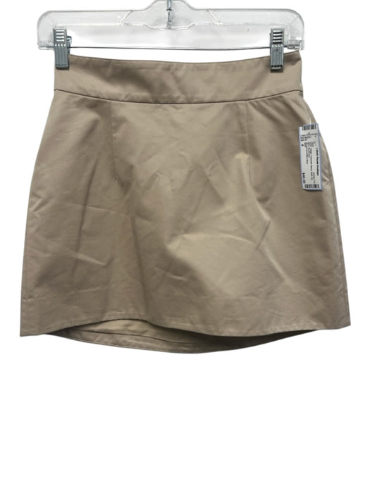 KHY Size 4 Beige Polyester Blend Back Zip Mini Skirt Beige / 4
