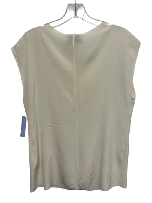 3.1 Phillip Lim Size 6 Cream White Silk Cap Sleeve Ruffle Trim boat neck Top Cream White / 6