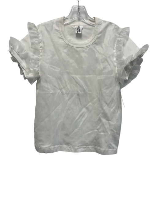 Noir Kei Ninomiya Size Medium White Cotton Short Sleeve Ruffle Overlay Top White / Medium