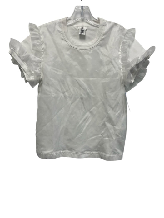 Noir Kei Ninomiya Size Medium White Cotton Short Sleeve Ruffle Overlay Top White / Medium