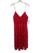 Nicholas Size 6 Red Polyester Spaghetti Strap Floral Lace Pleated Midi Dress Red / 6