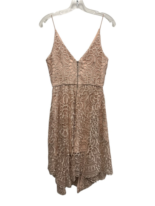 Nicholas Size 4 Pale Pink Polyester Spaghetti Strap Crochet Knit V Neck Dress Pale Pink / 4