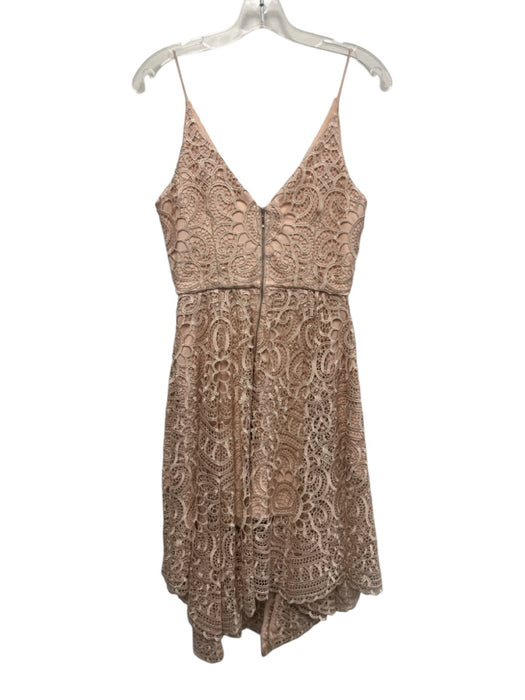 Nicholas Size 4 Pale Pink Polyester Spaghetti Strap Crochet Knit V Neck Dress Pale Pink / 4