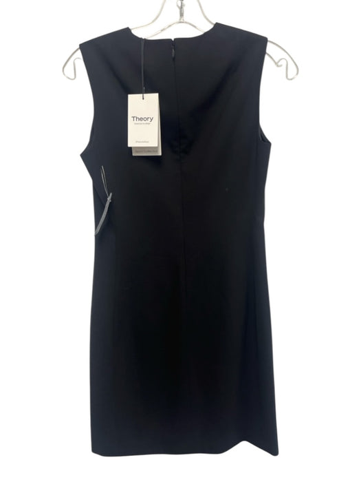 Theory Size 0 Black Wool Blend Sleeveless Back Zip Darted Below knee Dress Black / 0