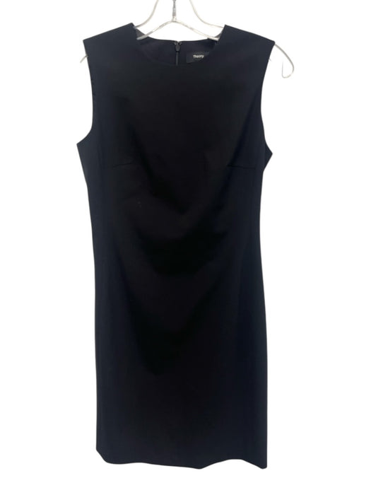 Theory Size 0 Black Wool Blend Sleeveless Back Zip Darted Below knee Dress Black / 0