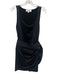 Ronny Kobo Size Small Navy Blue Nylon Blend Sleeveless Pleated Satin Scoop Dress Navy Blue / Small