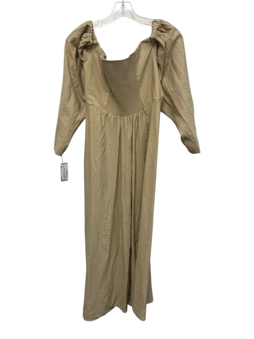 A.L.C. Size 8 Beige Viscose Blend Long puff sleeve Ruched Shirred Maxi Dress Beige / 8