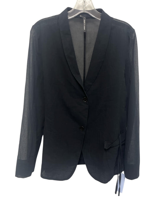 Peter O. Mahler Size 1 Black Cotton Long Sleeve Sheer Patch Pocket Jacket Black / 1