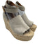 Chloe Shoe Size 39 Gray Leather Upper Raffia Scalloped Ankle Wrap Espadrille Gray / 39