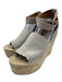 Chloe Shoe Size 39 Gray Leather Upper Raffia Scalloped Ankle Wrap Espadrille Gray / 39