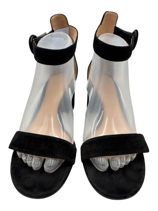 Gianvito Rossi Shoe Size 39 Black Leather Suede Toe Strap Ankle Wrap Pumps Black / 39