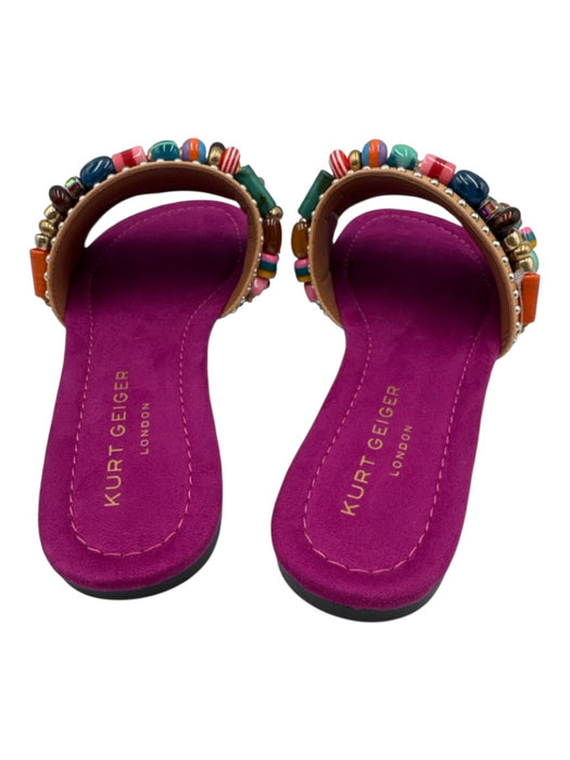 Kurt Geiger Shoe Size 40 Magenta & Multi Leather Upper Beads Open Toe Sandals Magenta & Multi / 40