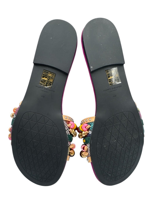 Kurt Geiger Shoe Size 40 Magenta & Multi Leather Upper Beads Open Toe Sandals Magenta & Multi / 40