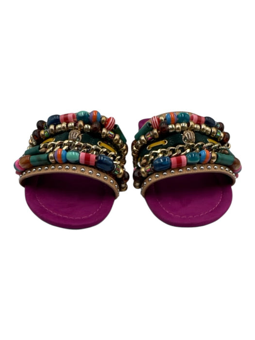 Kurt Geiger Shoe Size 40 Magenta & Multi Leather Upper Beads Open Toe Sandals Magenta & Multi / 40