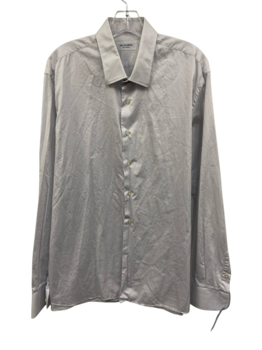 Big Flower Size XL Light blue Cotton Solid Button Down Men's Long Sleeve Shirt Light blue / XL