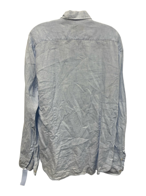 Big Flower Size XL Light blue Linen Solid Button Down Men's Long Sleeve Shirt Light blue / XL