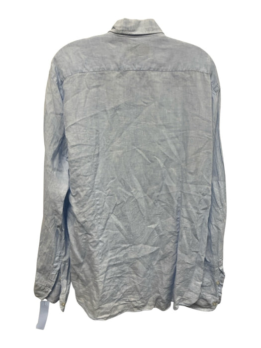 Big Flower Size XL Light blue Linen Solid Button Down Men's Long Sleeve Shirt Light blue / XL
