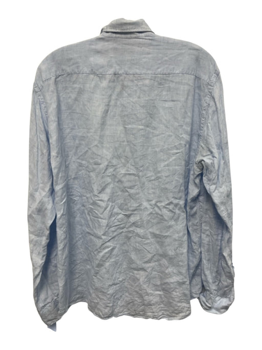 Big Flower Size XL Light blue Linen Solid Button Down Men's Long Sleeve Shirt Light blue / XL