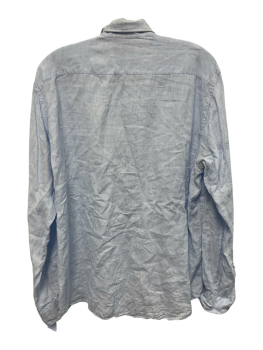 Big Flower Size XL Light blue Linen Solid Button Down Men's Long Sleeve Shirt Light blue / XL