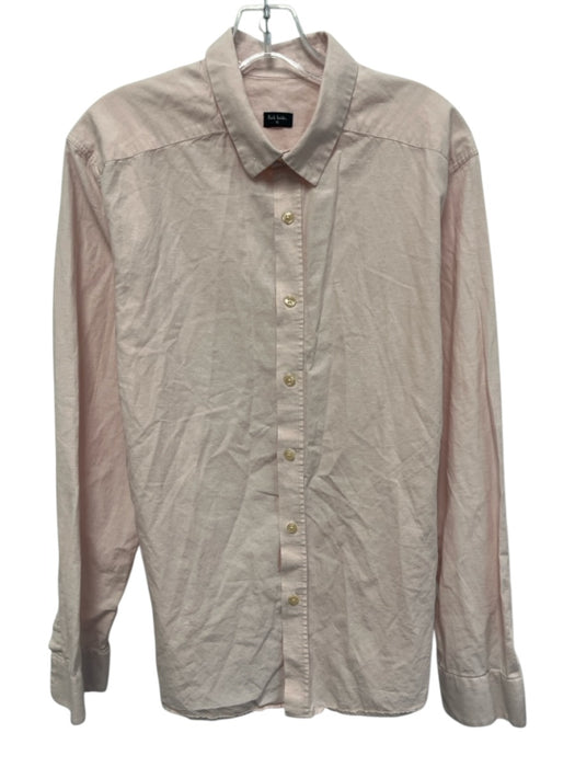 Paul Smith Size L Light Pink Cotton Blend Solid Button Down Long Sleeve Shirt Light Pink / L
