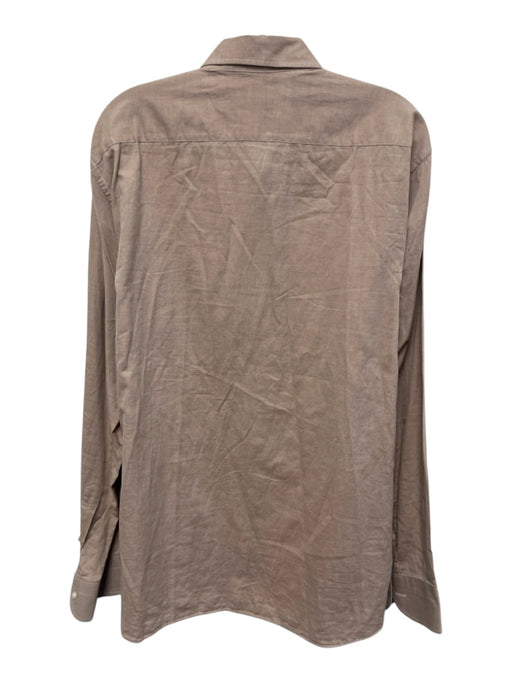 Big Flower Size XL Beige Cotton Solid Button Down Men's Long Sleeve Shirt Beige / XL