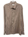 Big Flower Size XL Beige Cotton Solid Button Down Men's Long Sleeve Shirt Beige / XL