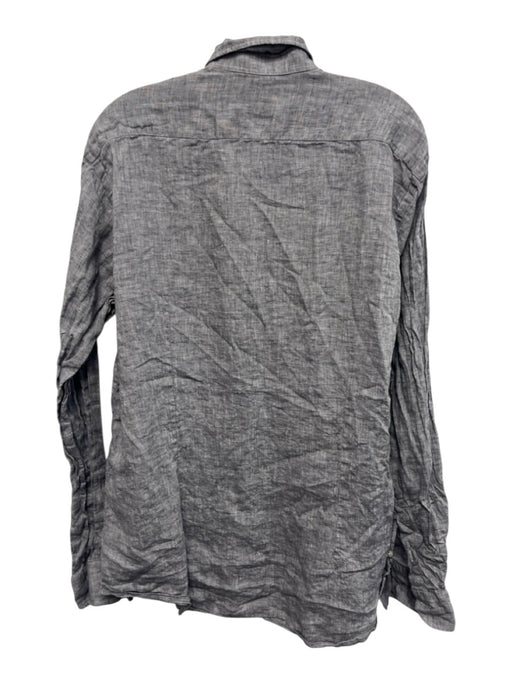 Big Flower Size XL Gray Linen Solid Button Down Men's Long Sleeve Shirt Gray / XL