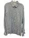 Big Flower Size XL Blue & White Linen Striped Button Down Long Sleeve Shirt Blue & White / XL