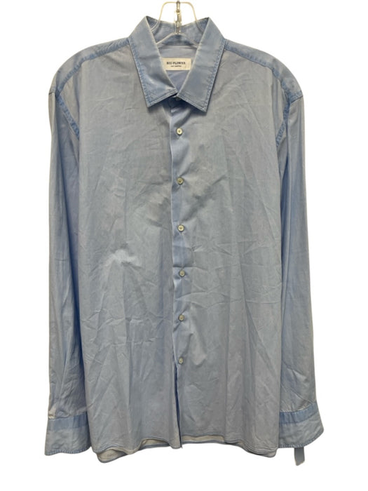 Big Flower Size XL Light blue Cotton Solid Button Down Men's Long Sleeve Shirt Light blue / XL