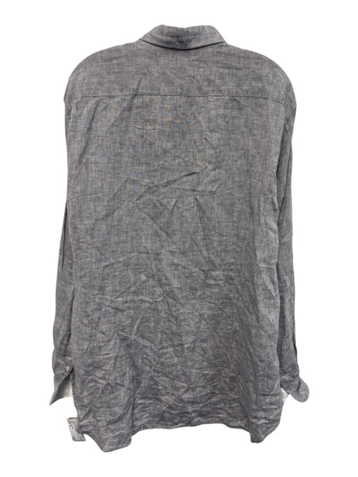 Big Flower Size XL Gray Linen Solid Button Down Men's Long Sleeve Shirt Gray / XL