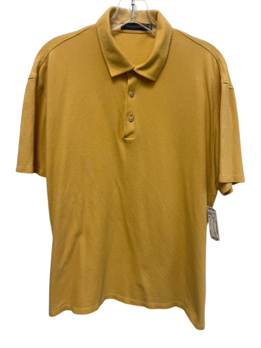 Ermenegildo Zegna Size XL Yellow Cotton Solid Polo Men's Short Sleeve Yellow / XL