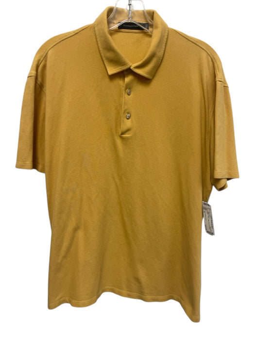 Ermenegildo Zegna Size XL Yellow Cotton Solid Polo Men's Short Sleeve Yellow / XL