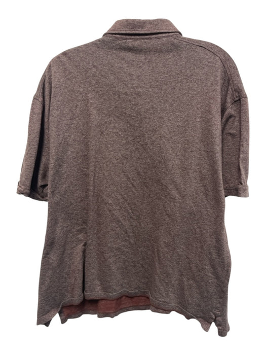 Ermenegildo Zegna Size XL Orange & Gray Cotton Striped Polo Men's Short Sleeve Orange & Gray / XL