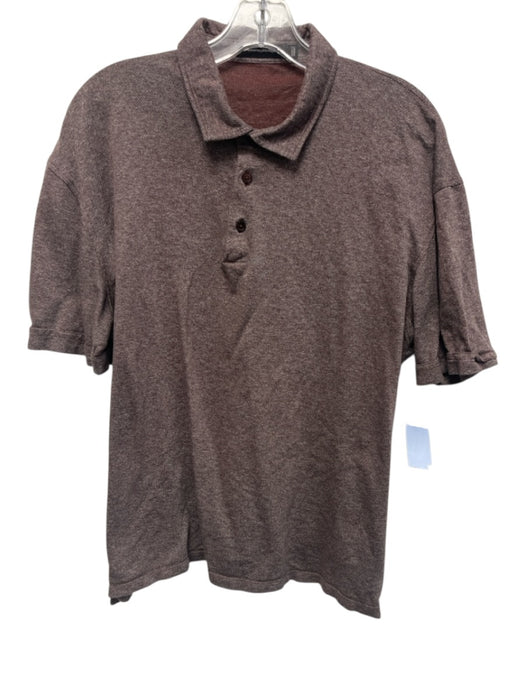 Ermenegildo Zegna Size XL Orange & Gray Cotton Striped Polo Men's Short Sleeve Orange & Gray / XL