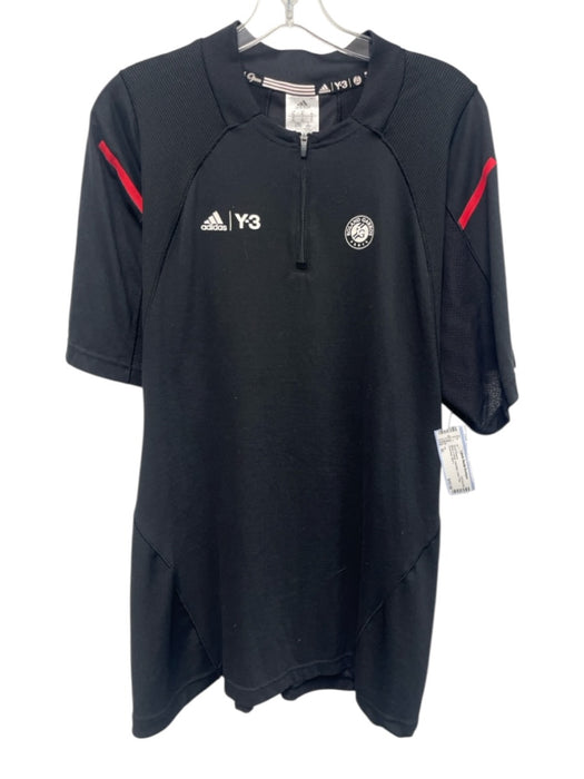 Y3 Size XL Black & White Polyester Solid Polo Men's Short Sleeve Black & White / XL