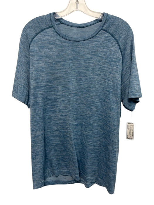 Lululemon Size XL Blue & White Polyester Blend T shirt Athleisure Short Sleeve Blue & White / XL