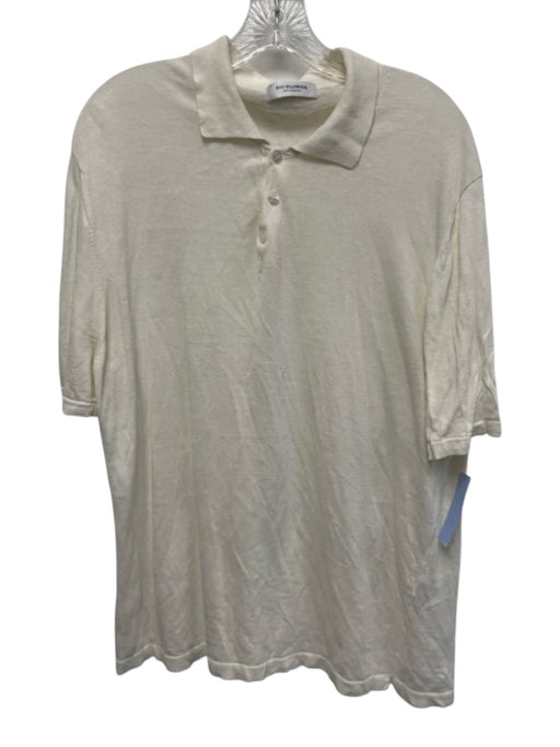 Big Flower Size M White Cotton Solid Polo Men's Short Sleeve White / M