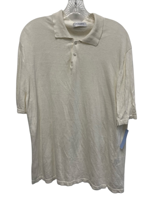 Big Flower Size M White Cotton Solid Polo Men's Short Sleeve White / M