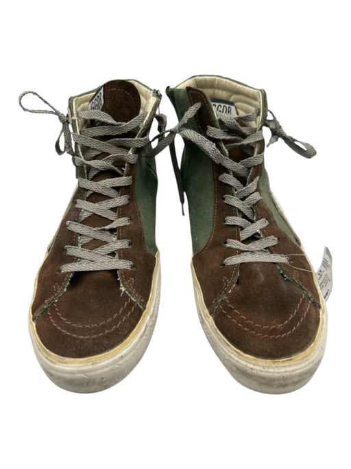 Golden Goose Shoe Size 45 Green, Brown & White Leather High Top Men's Shoes Green, Brown & White / 45