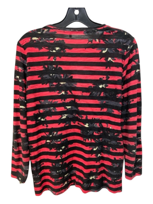 Proenza Schouler Size XS Red & Black Print Cotton Stripe Long Sleeve Top Red & Black Print / XS