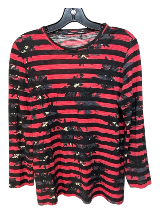 Proenza Schouler Size XS Red & Black Print Cotton Stripe Long Sleeve Top Red & Black Print / XS