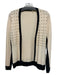 Elie Tahari Size L Cream & Black Wool Ribbed Long Sleeve Gold bead Cardigan Cream & Black / L