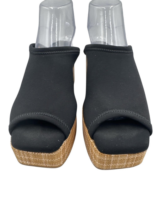 Lafayette 148 Shoe Size 40 Black & Brown Neoprene Raffia Woven Platform Mules Black & Brown / 40