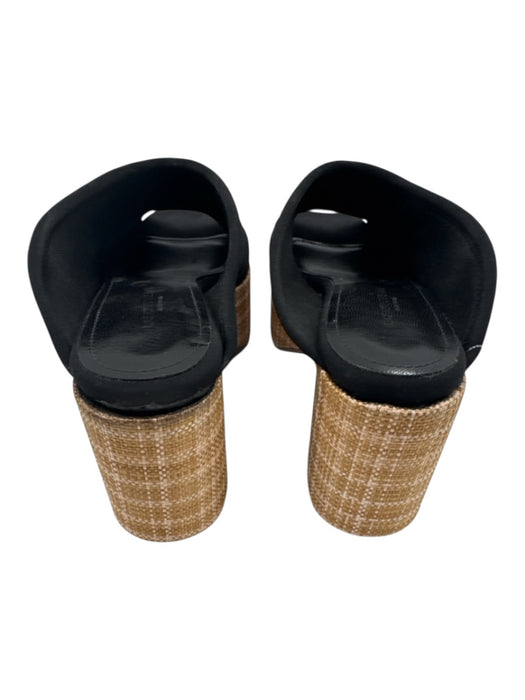 Lafayette 148 Shoe Size 40 Black & Brown Neoprene Raffia Woven Platform Mules Black & Brown / 40