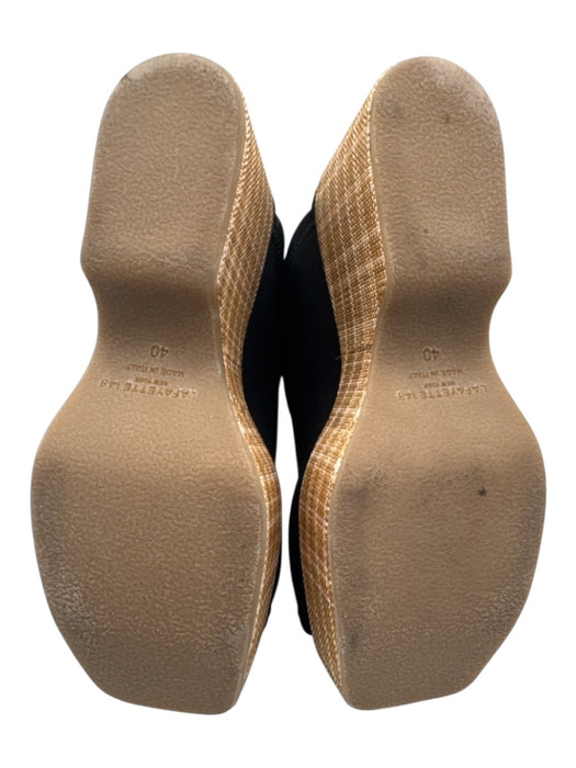 Lafayette 148 Shoe Size 40 Black & Brown Neoprene Raffia Woven Platform Mules Black & Brown / 40