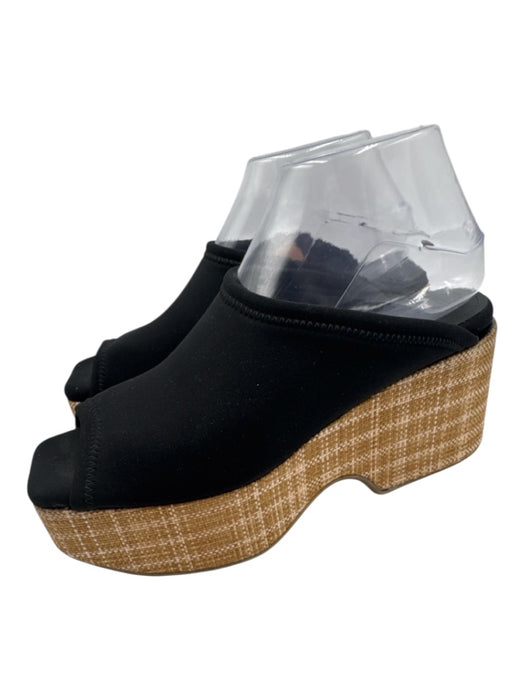 Lafayette 148 Shoe Size 40 Black & Brown Neoprene Raffia Woven Platform Mules Black & Brown / 40
